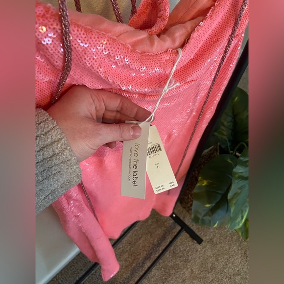 Anthropologie pink sequined gown size large - Picture 5 of 7